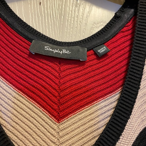 SimplyBe Chevron Sleeveless Midi Sweater Dress Size 24/26 - Picture 3 of 4